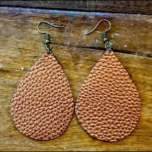 Metallic Faux leather Dangle drop earrings